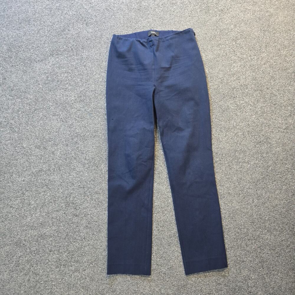 Theory Pants Womens 2 Blue Stretchy Skinny Side Zip Flat Front Capsule Casual